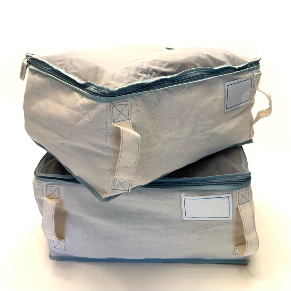 2 Canvas Zippered Storage Bags by Real Simple - About 15.5” x 11.5” x 7.5”